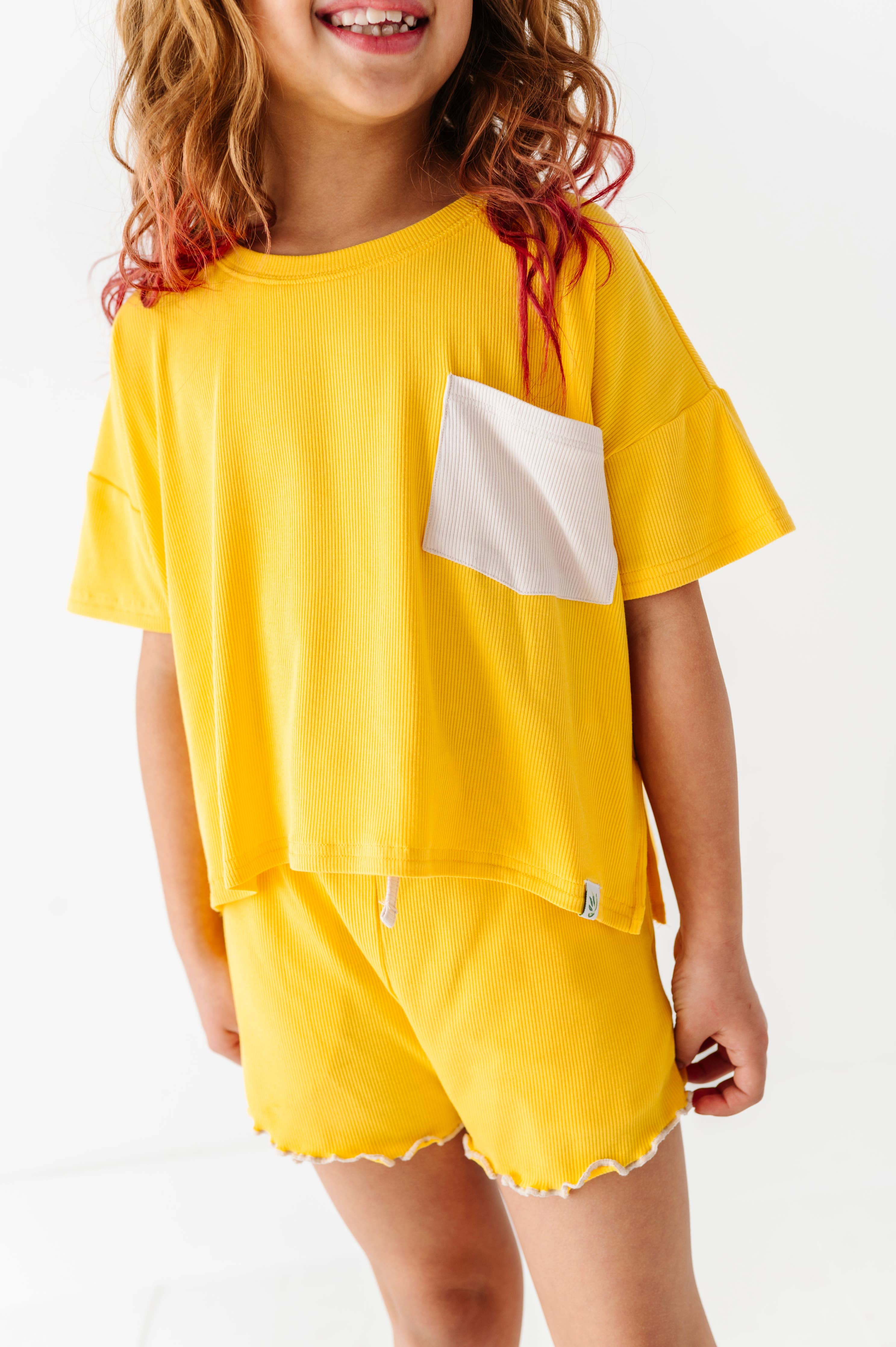 Lemon Drop | Boxy Crop + Shorts RIB Set